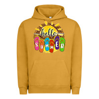 Pigment Peanut Butter hello summer with flip flops Urban Hoodie - NancyCooperArtShop