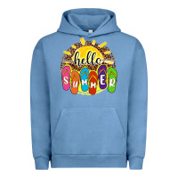 Pigment Pebble Blue hello summer with flip flops Urban Hoodie - NancyCooperArtShop