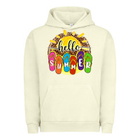 Pigment Pistachio hello summer with flip flops Urban Hoodie - NancyCooperArtShop