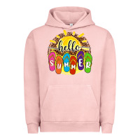 Pigment Salmon hello summer with flip flops Urban Hoodie - NancyCooperArtShop