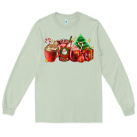 Matcha Christmas coffee cups with gift and Christmas tree Long Sleeve Tee - AdoDesignShop