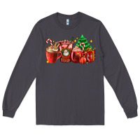 Smoke Christmas coffee cups with gift and Christmas tree Long Sleeve Tee - AdoDesignShop
