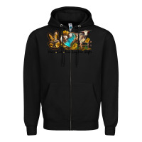 Black peace love longhorn heifer Zipper Hoodie - LillyAllenDesigns