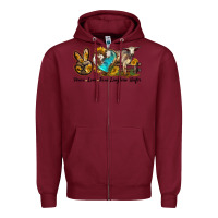 Burgundy peace love longhorn heifer Zipper Hoodie - LillyAllenDesigns