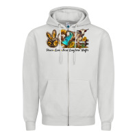 Dove Grey peace love longhorn heifer Zipper Hoodie - LillyAllenDesigns