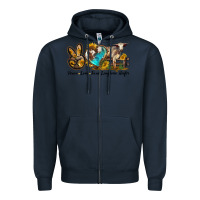 Navy peace love longhorn heifer Zipper Hoodie - LillyAllenDesigns