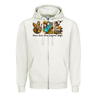 Oatmeal Heather peace love longhorn heifer Zipper Hoodie - LillyAllenDesigns