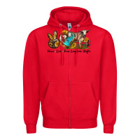 Red peace love longhorn heifer Zipper Hoodie - LillyAllenDesigns