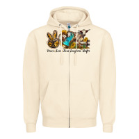 Sandshell peace love longhorn heifer Zipper Hoodie - LillyAllenDesigns