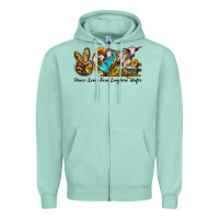 Seafoam peace love longhorn heifer Zipper Hoodie - LillyAllenDesigns
