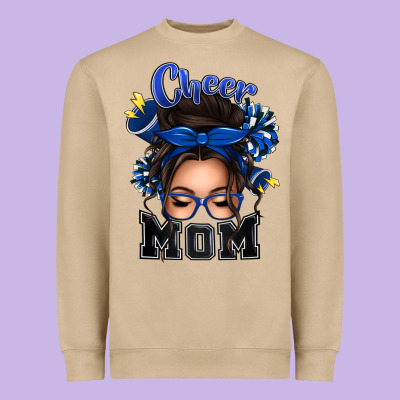 Cheer Mom Messy Bun Heavyweight Sweatshirt Designed By Texasbilliewilder