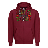 Burgundy santa's favorite teacher Zipper Hoodie - Jasminsmagicworld