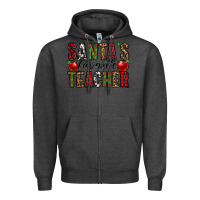 Charcoal Heather santa's favorite teacher Zipper Hoodie - Jasminsmagicworld