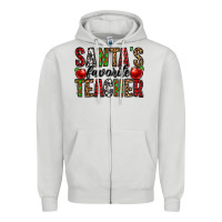 Dove Grey santa's favorite teacher Zipper Hoodie - Jasminsmagicworld