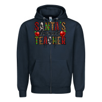 Navy santa's favorite teacher Zipper Hoodie - Jasminsmagicworld