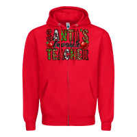 Red santa's favorite teacher Zipper Hoodie - Jasminsmagicworld