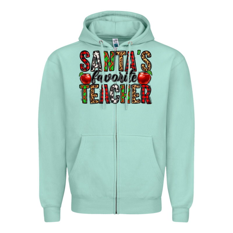 Santa's Favorite Teacher Zipper Hoodie by Jasminsmagicworld | Teevron