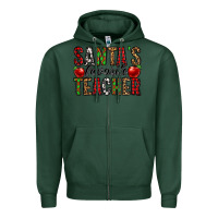 Sports Green santa's favorite teacher Zipper Hoodie - Jasminsmagicworld