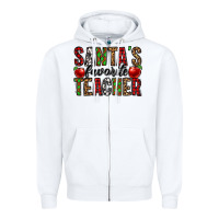 White santa's favorite teacher Zipper Hoodie - Jasminsmagicworld