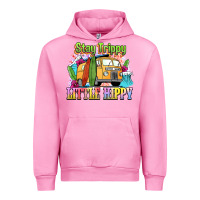 Fuchsia Pink stay trippy little hippy Urban Hoodie - NancyCooperArtShop