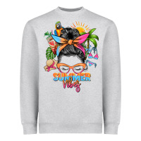 Heather Grey summer vibes messy bun Heavyweight Sweatshirt - Zillion Design Studio