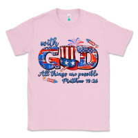 Bubblegum Pink with god all things are possible usa Classic Tee - AdoDesignShop