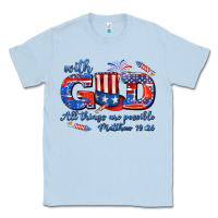 Dusty Blue with god all things are possible usa Classic Tee - AdoDesignShop