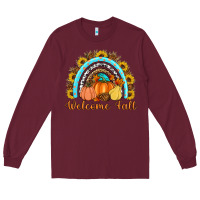 Burgundy Welcome Fall Rainbow Long Sleeve Tee - Artiststas