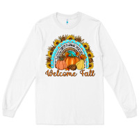 White Welcome Fall Rainbow Long Sleeve Tee - Artiststas
