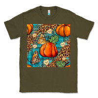 Army Green pumpkin and butterfly seamless pattern Classic Tee - BundleAndBundleShop