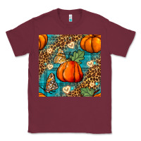 Burgundy pumpkin and butterfly seamless pattern Classic Tee - BundleAndBundleShop