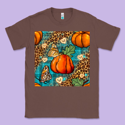 Pumpkin And Butterfly Seamless Pattern Classic Tee Designed By Bundleandbundleshop