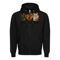 Black Peace Love Tigers Zipper Hoodie - LillyAllenDesigns