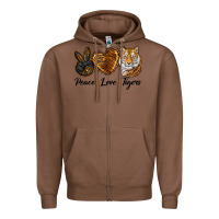 Chestnut Peace Love Tigers Zipper Hoodie - LillyAllenDesigns