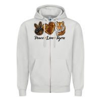 Dove Grey Peace Love Tigers Zipper Hoodie - LillyAllenDesigns