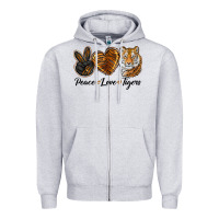 Heather Grey Peace Love Tigers Zipper Hoodie - LillyAllenDesigns