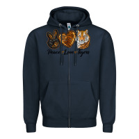 Navy Peace Love Tigers Zipper Hoodie - LillyAllenDesigns