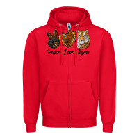 Red Peace Love Tigers Zipper Hoodie - LillyAllenDesigns