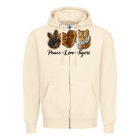 Sandshell Peace Love Tigers Zipper Hoodie - LillyAllenDesigns