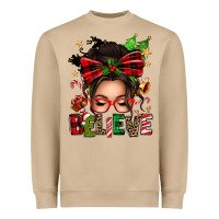 Mushroom christmas believe afro messy bun Heavyweight Sweatshirt - texasbilliewilder