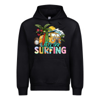 Black Let's go surfing Urban Hoodie - NancyCooperArtShop