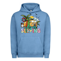 Pigment Pebble Blue Let's go surfing Urban Hoodie - NancyCooperArtShop