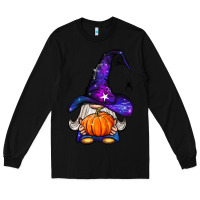 Black witch gnome with pumpkin Long Sleeve Tee - BundleAndBundleShop