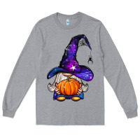 Heather Grey witch gnome with pumpkin Long Sleeve Tee - BundleAndBundleShop