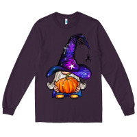 Plum witch gnome with pumpkin Long Sleeve Tee - BundleAndBundleShop