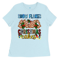 Baby Blue snow flakes christmas cakes ado Ladies Tee - AdoDesignShop