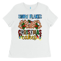 White snow flakes christmas cakes ado Ladies Tee - AdoDesignShop