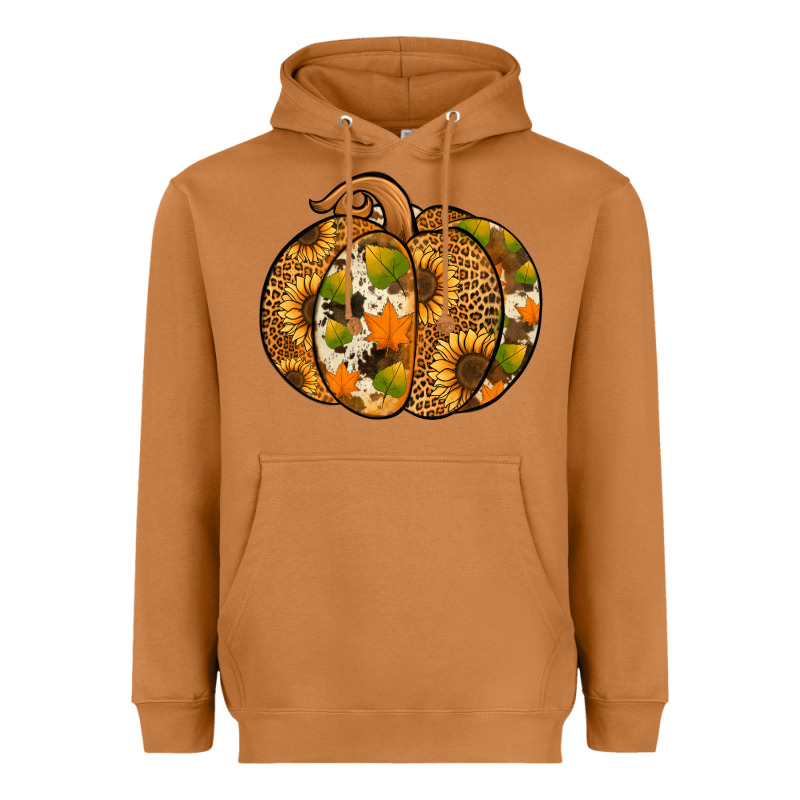 Leopard Cowhide Sunflower Pumpkin Heavyweight Hoodie by NancyCooperArtShop | Teevron