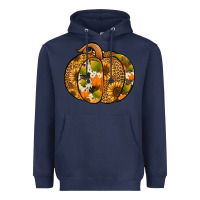 Navy Leopard cowhide sunflower pumpkin Heavyweight Hoodie - NancyCooperArtShop