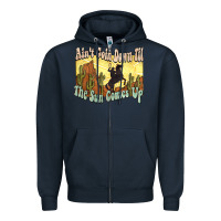 Navy aint goin down til the sun comes up cowboy Zipper Hoodie - NancyCooperArtShop